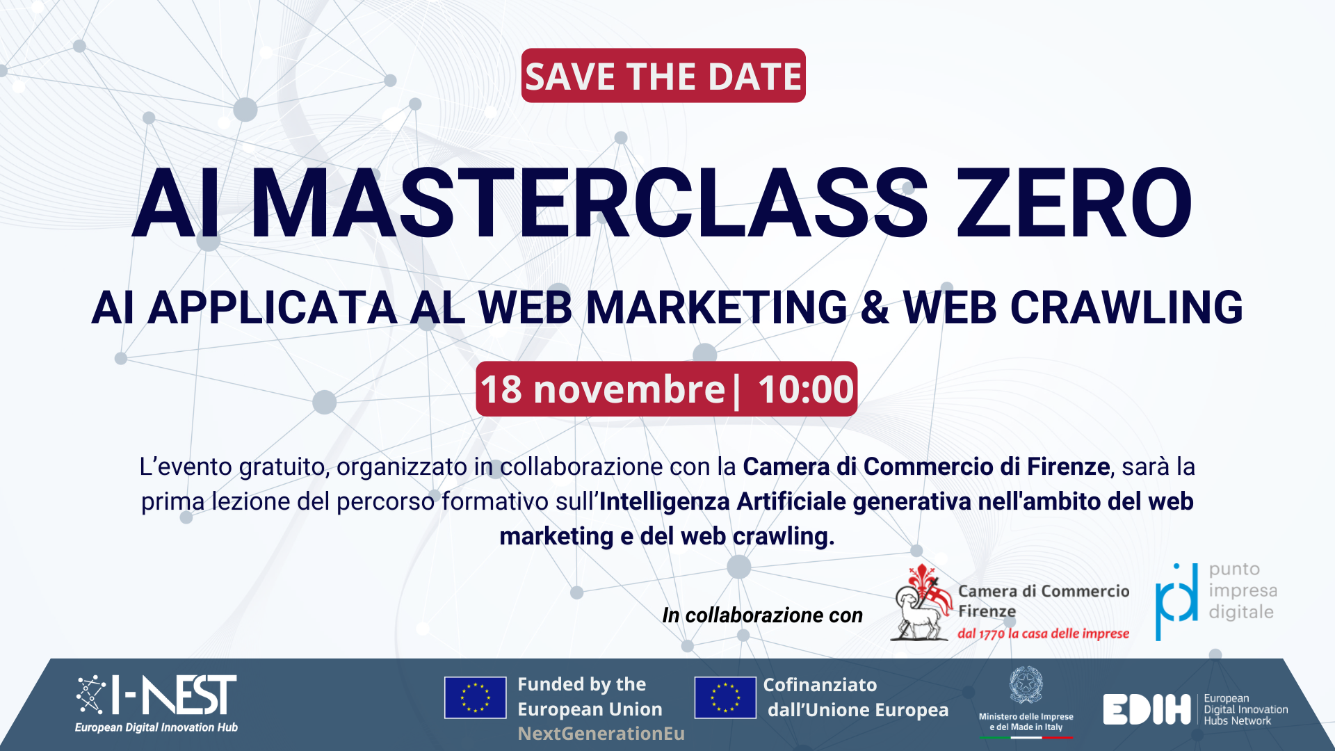 IA MASTERCLASS ZERO: la prima lezione del percorso formativo sull'IA generativa per il web marketing e web crawling (CCIAA FIRENZE)