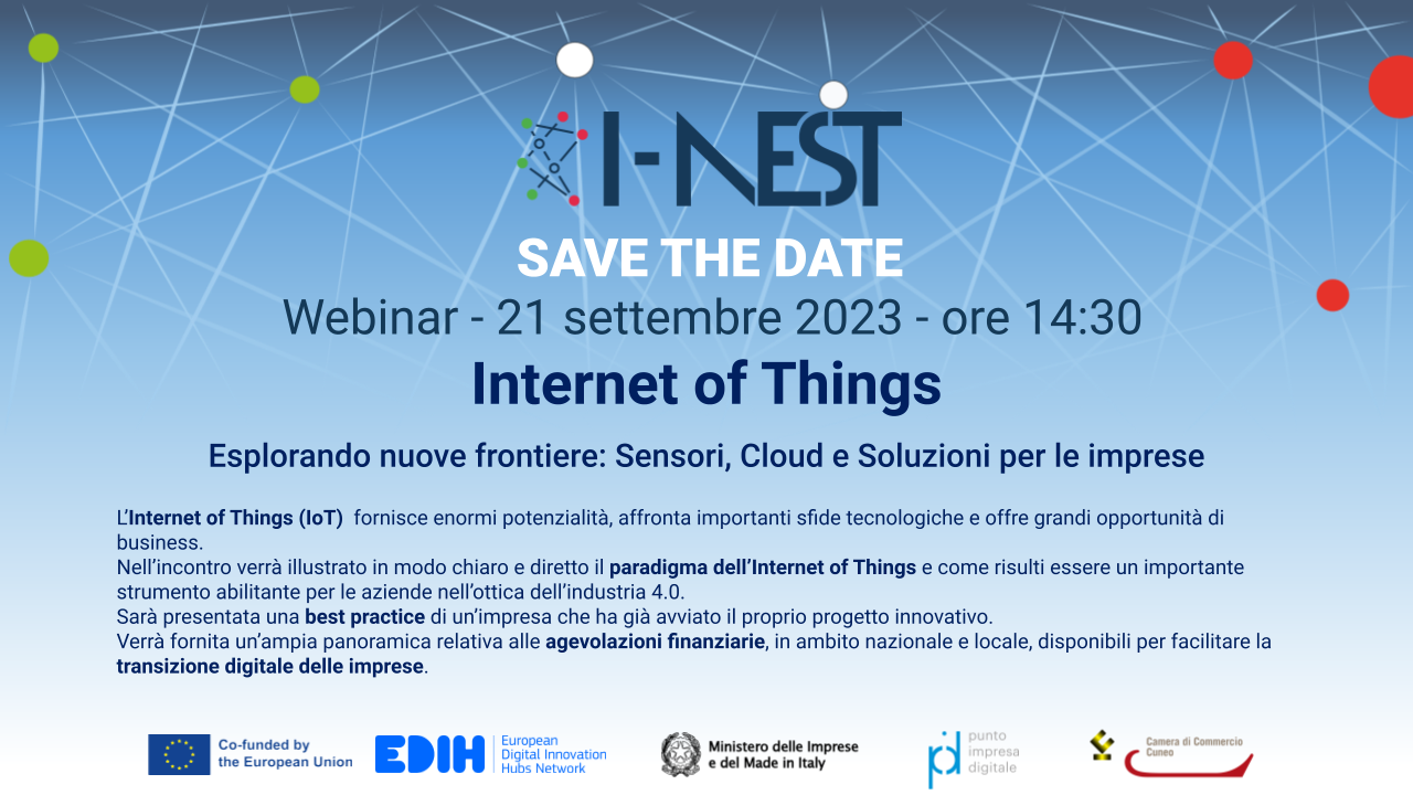 Webinar - 21 settembre 2023 - ore 14:30 Internet of Things