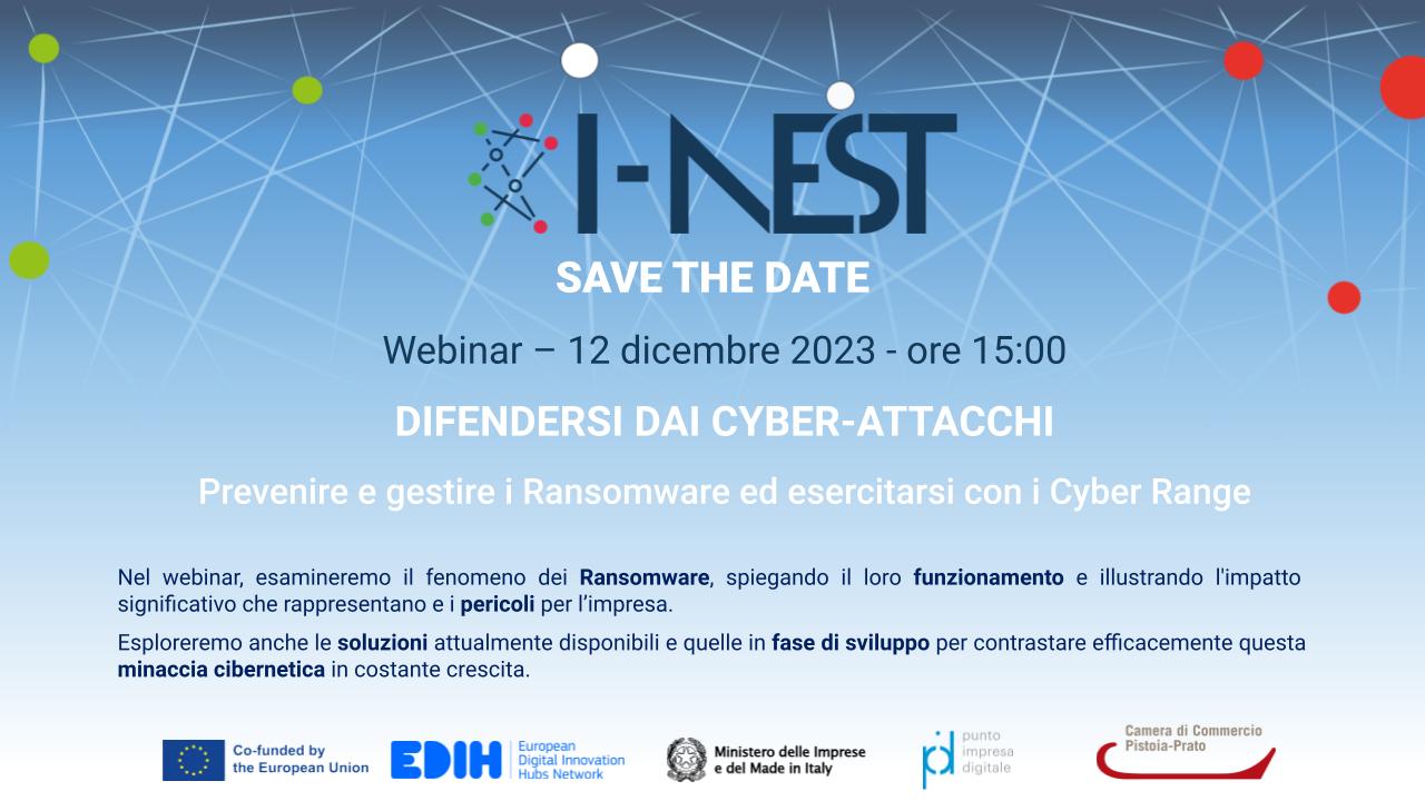 CCIAA Pistoia - Prato - Prevenire e gestire i Ransomware ed esercitarsi con i Cyber Range - 12 dicembre 2023